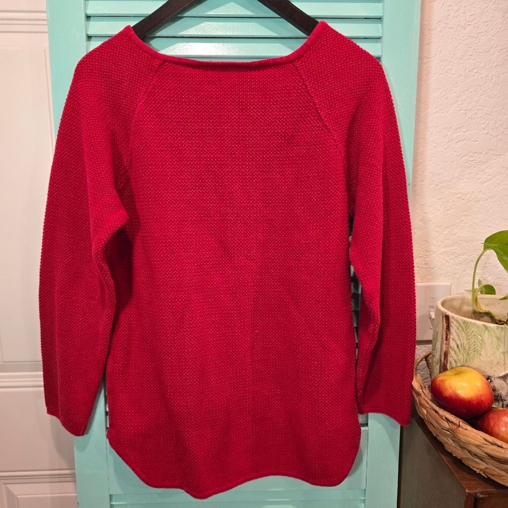 Liz Claiborne Red Crew Neck Sweater Vibrant Knit